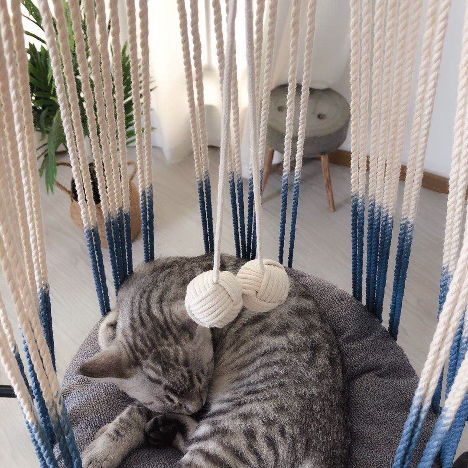 Macrame Cat Hammock Woven Boho Wall Hanging Dip Dye Cat Etsy
