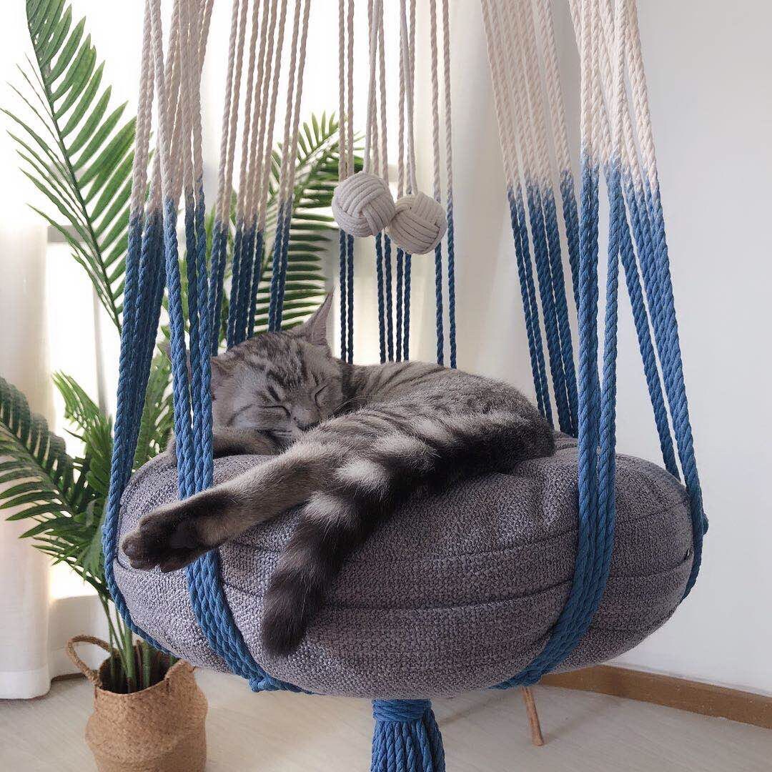 Macrame Cat hangmat geweven Boho Wall Hanging Dip Dye Kat Etsy
