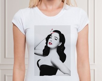 Dita Von Teese Woman T-shirt, black and white style tee, Elegant t-shirt of the Queen of Burlesque, Vintage inspired, pin-up style, retro