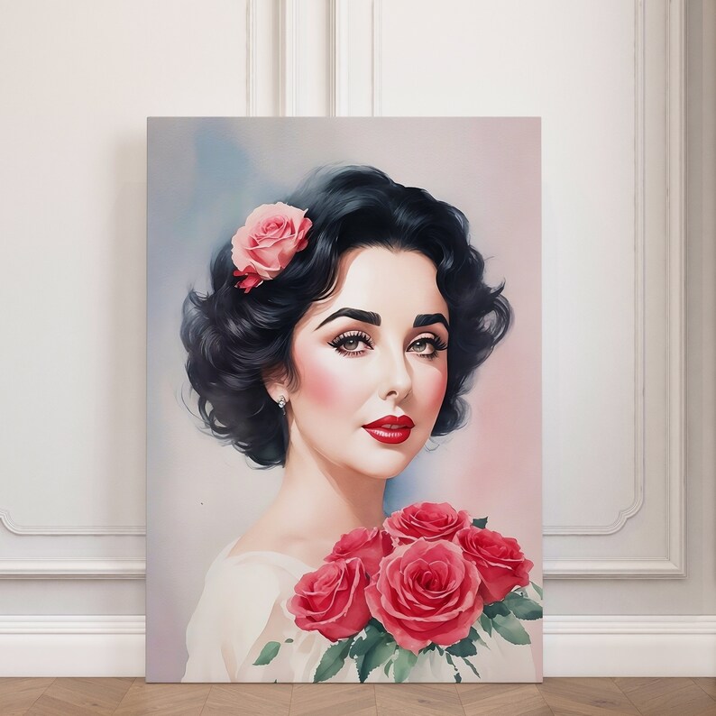 Elizabeth Taylor Wall Art Print Vintage 50s Poster Elegant Etsy