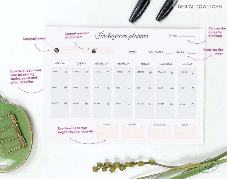 Instagram Content Planner Template Instagram Content Planner Template