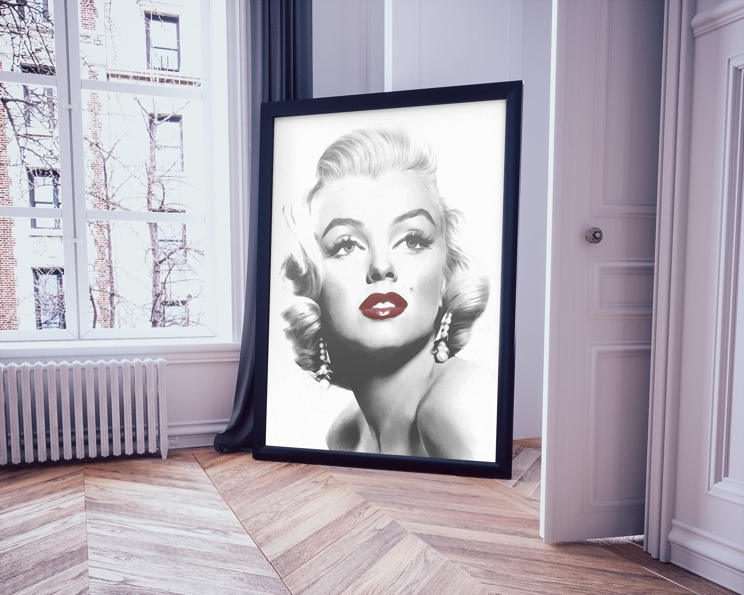 Marilyn Monroe Art Printable Portrait in Black and White - Etsy
