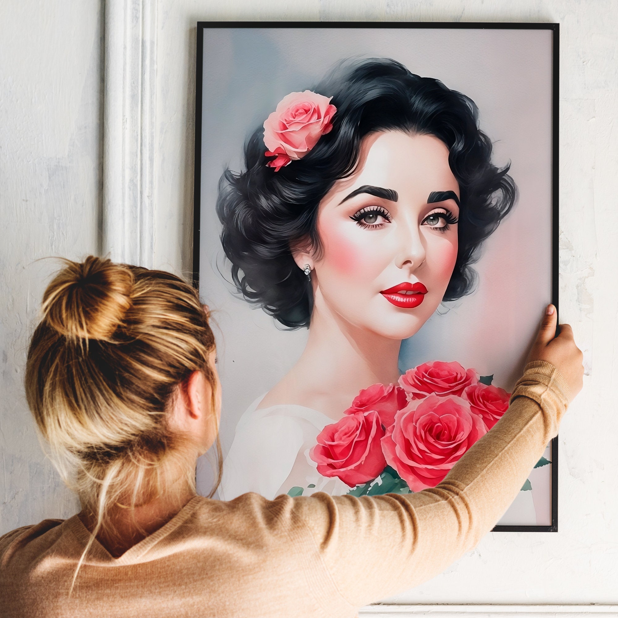 Elizabeth Taylor Wall Art Print Vintage 50s Poster Elegant Etsy