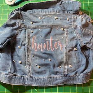 Baby and Toddler 3m 5T Custom Embroidered Denim Jacket, Baby Gift, Toddler Gift, First Birthday Gift, Newborn Gift Bild 4