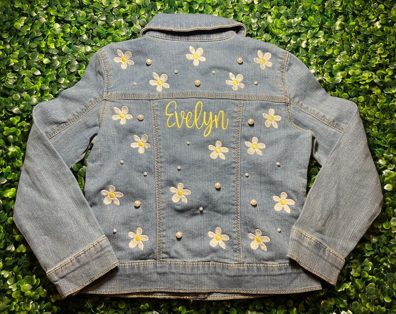 Baby and Toddler 3m 5T Custom Embroidered Denim Jacket, Baby Gift, Toddler Gift, First Birthday Gift, Newborn Gift image 2