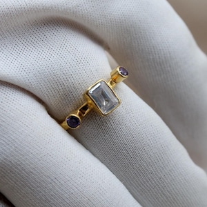 White Topaz and Amethyst Silver Ring: A Stunning Handmade Christmas Gift for Her