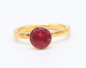 Bague rubis faite main, argent sterling 925 carats, or sur