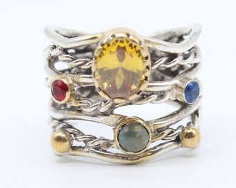 Citrine Statement Ring, 24K Gold Over Sterling Silver, Handmade