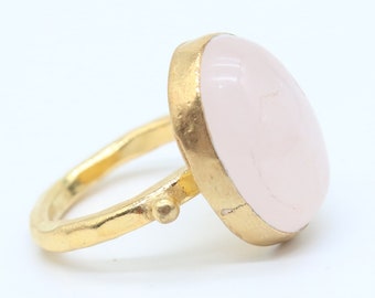 Pink Topaz 24k Gold Over Sterling Silver Ring