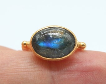 Flat Labradorite Ring, 925k Sterling Silver, Handmade Jewelry