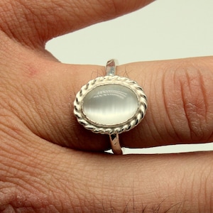 Natürlicher Katzenauge Ring, Katzenauge Chrysoberyll-Katzenauge Verlobungsring-Katzenauge Statement Ring, 925Sterling Silber Schmuck