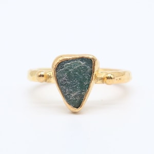 Natural Emerald Triangle Ring Solid Silver  925K Sterling Silver  24K Gold Vermeil  Dainty Ring  Black Friday Gift For Her
