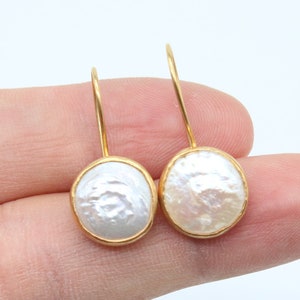 Süßwasser Perle Ohrringe 925K Sterling Silber Elegante Ohrringe Authentische Silber Perle Ohrringe Silber Perle baumeln ohrring