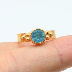 Blue Topaz Ring Stacking Dainty Ring  Engagement Ring  December Birthstone  Swiss Blue Topaz  925K Sterling Silver Ring Mothers Day