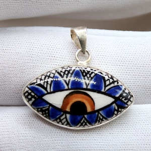 Handmade Ceramic Silver Pendant Tile Jewelry Ceramic Jewelry Handmade Jewelry