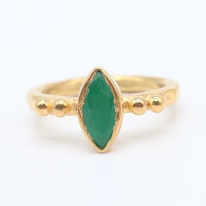 Emerald Ring Solid Silver  925K Sterling Silver  24K Gold Vermeil  Dainty Ring  Authentic Ring  Hammered Ring Roman Art Greek Rings