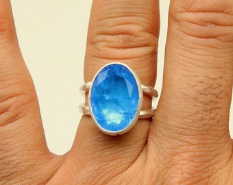 Swiss Blue Topaz Ring, 925 Sterling Silver, December Birthstone