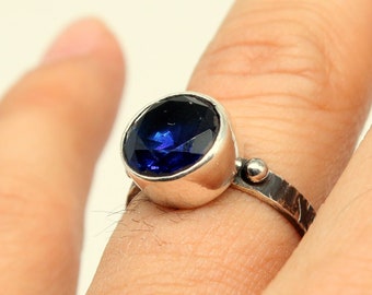 Sapphire Sterling Silver Ring, 24k Gold Over