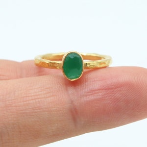 Emerald Ring Solid Silver  925K Sterling Silver  24K Gold Vermeil  Dainty Ring  Authentic Ring  Hammered Ring Roman Art Greek Rings