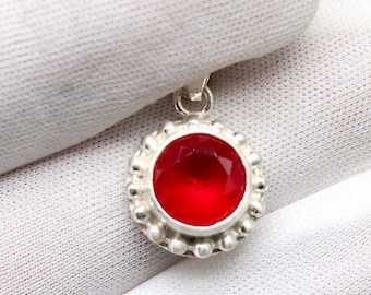 Sterling Silver Ruby Pendant, 24k Gold Over, Christmas Gift For Her