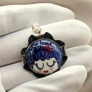 Handmade Ceramic Silver Pendant Tile Jewelry Ceramic Jewelry Handmade Jewelry
