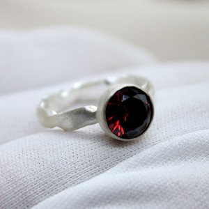 Elegant Ruby and Sterling Silver Ring - Handcrafted Perfection Gift For Her Rings For Women