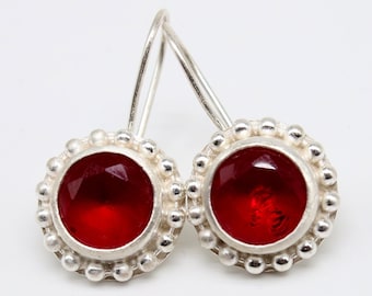 Handmade Ruby Dangle Earrings, 24k Gold Over Sterling Silver