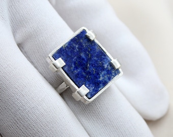 Lapis Lazuli Silver Ring Black Friday Christmas Gift Handmade Jewelry