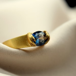 Swiss Blue Topaz Silver Hand Ring Handmade Jewelry Christmas Gift