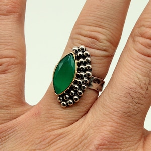 Emerald Ring Solid Silver  925K Sterling Silver  24K Gold Vermeil  Dainty Ring  Authentic Ring  Hammered Ring Roman Art Greek Rings