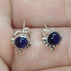 Handcrafted Amethyst Stud Earrings in Sterling Silver - Elegant and Timeless Jewelry