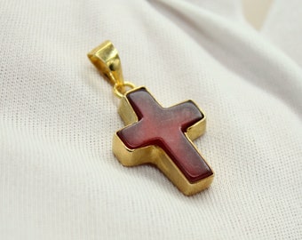 Cross Carnelian Silver Pendant Christmas Gift