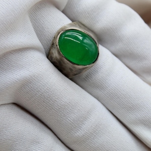 Oxized Natural Jade Silver Man Ring: The Ideal Handmade Christmas Gift