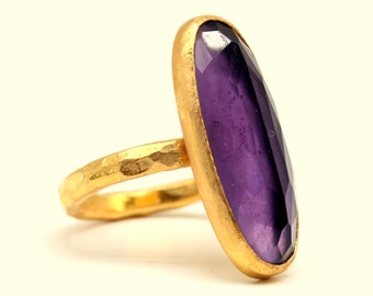Oval Amethyst Sterling Silver Ring Rings For Women Personalized Gift Birthstone Ring