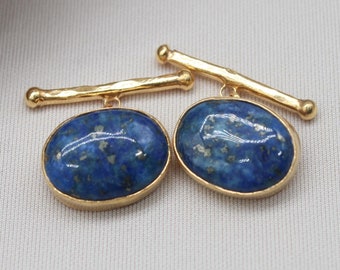 Handmade Lapis Lazuli Cufflinks: Sterling Silver Jewelry Gift