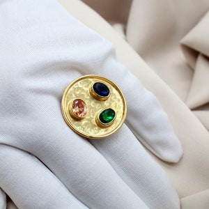 emerald, sapphire and citrine silver ring, handmade jewelry, beautiful design, unique and vintage design, christmas gift