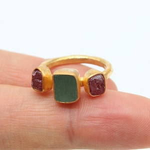 Natural  Ruby And Apatite Sterling Silver Ring