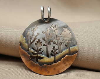 Handgemaakte 925k sterlingzilveren driekleurige boomhanger cadeau voor haar Moederdag, 3,5 cm groot