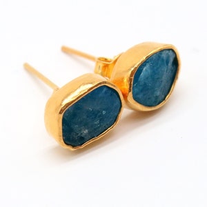 Apatite Earrings Solid Sterling 925K Sterling Silver Handmade Apatite Earrings Gold Over Minimalist Earring Dangle Earrings Apatite charms