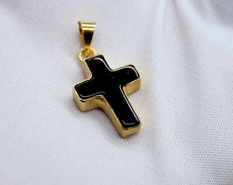 Handmade Onyx Cross Silver Pendant - Stylish and Elegant