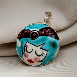 Handmade Tile Silver Pendant Tile Jewelry Ceramic Jewelry Handmade Jewelry