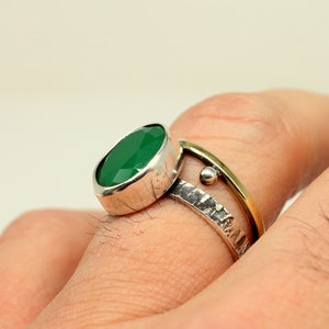 Emerald Ring Solid Silver  925K Sterling Silver  24K Gold Vermeil  Dainty Ring  Authentic Ring  Hammered Ring Roman Art Greek Rings