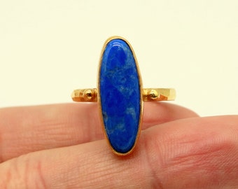 Womens Lapis Lazuli Ring Sterling Silver Ring Minimalist Lapis Ring Dainty Promise Ring Gift For her 24k Gold Vermeil Mothers Day gift