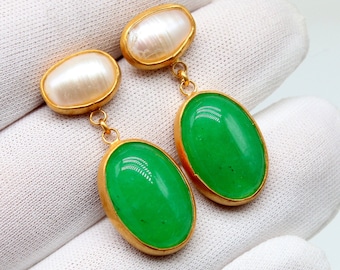Green Jade Pink Pearl Gold Statement Earrings Jade Earrings Green Stone Earrings Green Jade Teardrop Earrings Jade Teardrop Earrings Etsy Canada