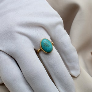 Large turquoise silver ring, oval turquoise ring, hammered ring, handmade jewelry, christmas gift, rings for women