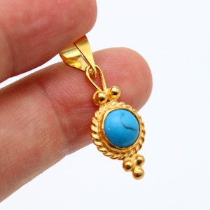 Turquoise Silver Pendant and Pendant  925K Sterling Silver  Handmade 24K Gold Over  Turquoise silver  set Authentic Turquoise Silver Pendant