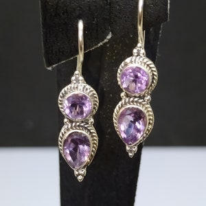 Amethyst Earring Sterling Silver  Adjustable Earring Womens Jewellery  Amethyst Jewellery  Minimalist Earring  Modern Style Earring