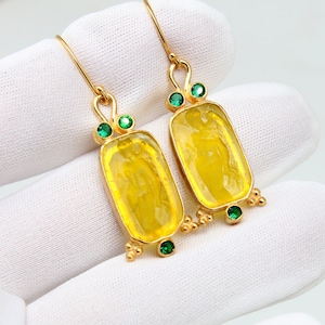 Intaglio Glass Aphrodite Silver Earrings \\ Greek Mythology Carving Style \\ Genuine Glass Carving Gift For Her