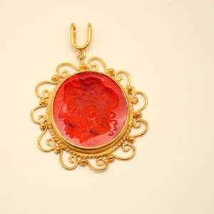 Intaglio Glass Silver Pendant mothers day best friend gift gift for her