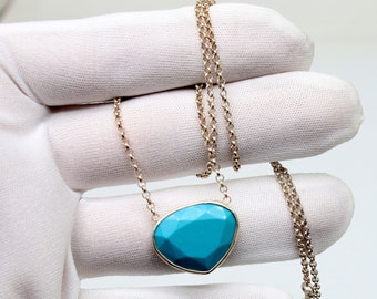 Turquoise Necklace, Hammered Sterling Silver, Artisan Jewelry
